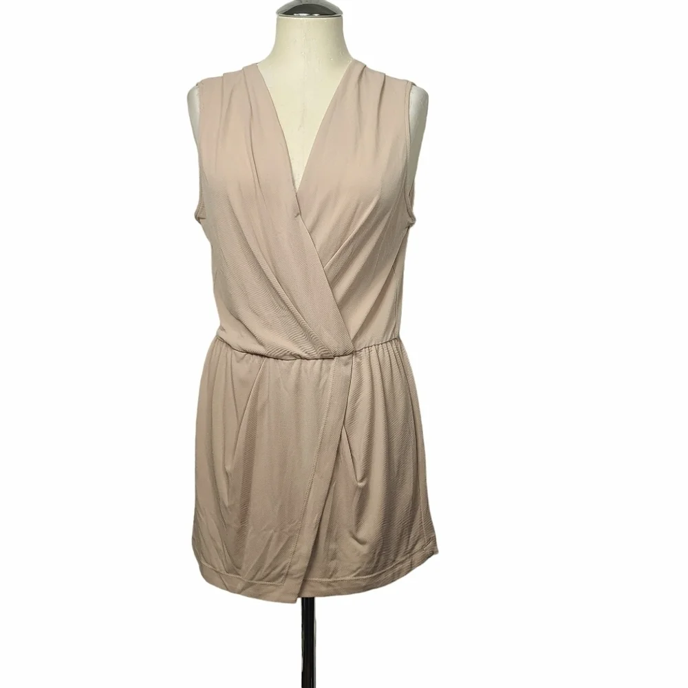 BCBGeneration V Neck Beige Sleeveless Romper M